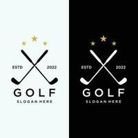 golf palla e bastone e golf corso logo modello design. logo per professionale golf squadra, golf club, torneo, attività commerciale, evento. vettore