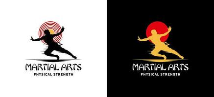 kungfu logo silhouette design con creativo concetto, misto marziale arti simbolo vettore