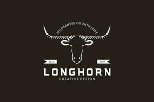 Vintage ▾ Texas Longhorn simbolo logo disegno, creativo concetto cornuto lungo mucca vettore illustrazione