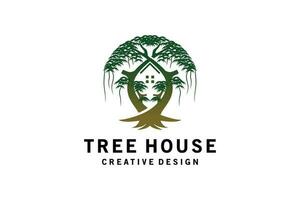 albero Casa logo design con creativo concetto vettore
