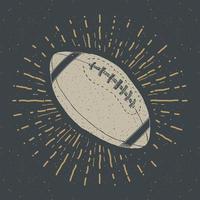 calcio, etichetta vintage pallone da rugby, schizzo disegnato a mano, distintivo retrò con texture grunge, stampa t-shirt design tipografico, illustrazione vettoriale