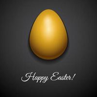 Buona Pasqua biglietto di auguri design con creativo oro lucido uovo di Pasqua su sfondo scuro e segno buona Pasqua, illustrazione vettoriale