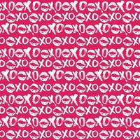 xoxo pennello lettering segni seamless pattern, grunge abbracci calligrafici e frase baci, simboli xoxo abbreviazione gergo internet, illustrazione vettoriale isolato su sfondo bianco