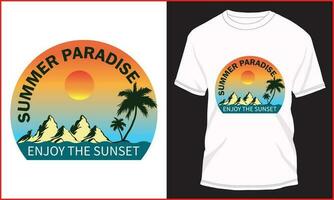 estate Paradiso godere il tramonto maglietta design illustrazione vettore