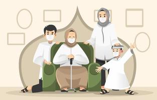 piccola riunione di famiglia su eid adha vettore