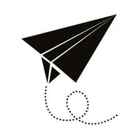 icona di stile di sagoma di volo di carta dell'aeroplano vettore