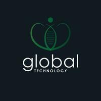 globale tecnologia vettore logo design. cuore simbolo logotipo. Tech logo modello.