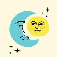 sole e Luna carino personaggi vettore