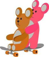 illustrazione di carino orsacchiotto orsi su skateboard. vettore