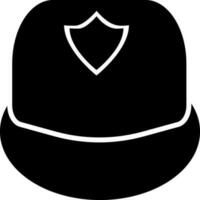icona di vigile del fuoco casco nel nero colore. vettore