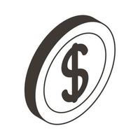 moneta linea stile icona disegno vettoriale