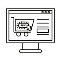 sito Web del carrello di marketing digitale nel disegno vettoriale di icona di stile linea computer