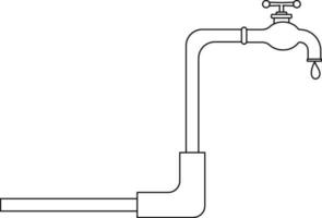 nero linea arte acqua linguetta con caduta far cadere. vettore