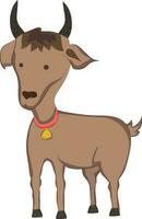 cartone animato personaggio di capra nel Marrone colore. vettore