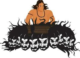 illustrazione di arrabbiato ravana con Dio ram. vettore
