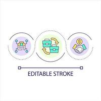 b2b servizio ciclo continuo concetto icona. attività commerciale cooperazione per sviluppo. digitale tecnologia di marketing astratto idea magro linea illustrazione. isolato schema disegno. modificabile ictus vettore
