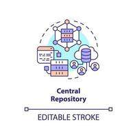 centrale repository concetto icona. tutti dati Conservazione. versione controllo vantaggio astratto idea magro linea illustrazione. isolato schema disegno. modificabile ictus vettore