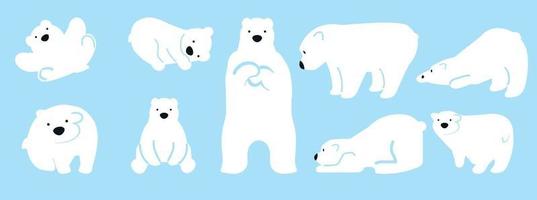 simpatico orso polare divertente set di caratteri vettoriali