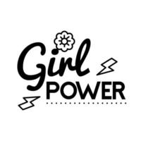 girl power femminismo lettering linea stile icona vettore