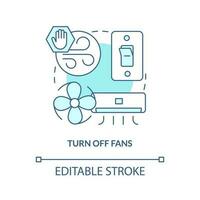 girare via fan turchese concetto icona. azione a casa durante nucleare incidente astratto idea magro linea illustrazione. isolato schema disegno. modificabile ictus vettore