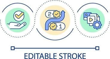 in linea attività commerciale strategia passaggi ciclo continuo concetto icona. digitale marketing Strumenti. annuncio pubblicitario nel Internet astratto idea magro linea illustrazione. isolato schema disegno. modificabile ictus vettore