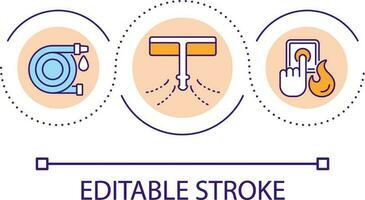 casa fuoco irrigatori ciclo continuo concetto icona. dispositivi installazione per fiamma rimozione astratto idea magro linea illustrazione. estinzione incendi. isolato schema disegno. modificabile ictus vettore