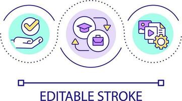 creare educativo soddisfare ciclo continuo concetto icona. e apprendimento risorse. Informativo materiale per studenti astratto idea magro linea illustrazione. isolato schema disegno. modificabile ictus vettore