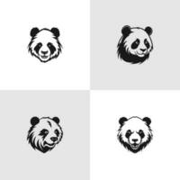 panda impostato icone. nero bianca scarabocchio animale. vettore illustrazione. schizzo per colorazione pagina, tatuaggio, manifesto, Stampa, maglietta
