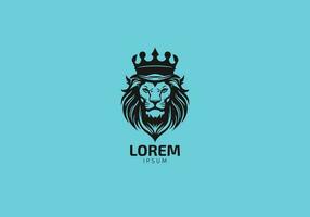 Leone testa logo design concetto. re leoni logo design modello vettore. con corona icona vettore