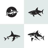 aggressivo squalo pesce logo impostato vettore silhouette