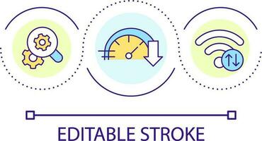 lento Internet velocità ciclo continuo concetto icona. senza fili connessione. tecnologia. la larghezza di banda strozzamento astratto idea magro linea illustrazione. isolato schema disegno. modificabile ictus vettore