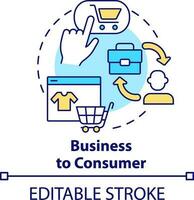 attività commerciale per consumatore concetto icona. individuale acquirente. b2c approccio. attività commerciale modello astratto idea magro linea illustrazione. isolato schema disegno. modificabile ictus vettore