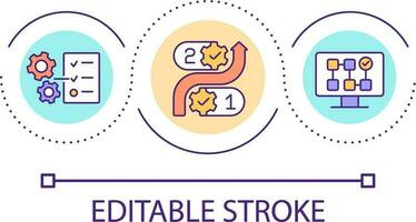 modo per raggiungere obiettivi ciclo continuo concetto icona. attività commerciale strategia e marketing. aziendale crescita astratto idea magro linea illustrazione. isolato schema disegno. modificabile ictus vettore