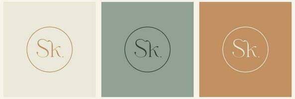 lettera logo lusso. arte deco stile logotipo design per lusso azienda marchio. premio identità design. lettera S K vettore