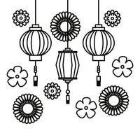 disegno vettoriale di lanterne cinesi