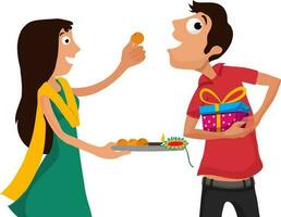 carino fratello e sorella festeggiare Raksha bandhan. vettore