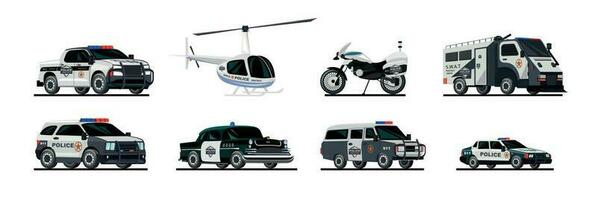 polizia trasporto icone collezione vettore
