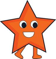 cartone animato personaggio di un' arancia stella. vettore
