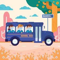 scuolabus sulla strada per la scuola vettore