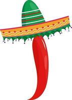 rosso peperoncino indossare messicano cappello. vettore