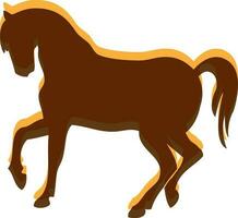 Marrone colore silhouette di in esecuzione cavallo con ombra. vettore