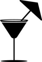 nero ombrello decorato su cocktail bicchiere. vettore