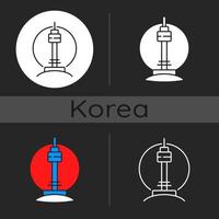 n icona del tema scuro della torre di seoul vettore