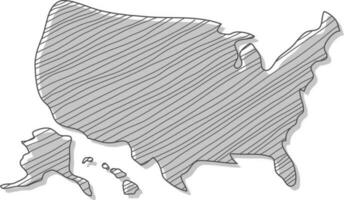 mano disegnato carta geografica di il unito stati di America. Stati Uniti d'America carta geografica schizzo. noi carta geografica mano disegno. vettore illustrazione.