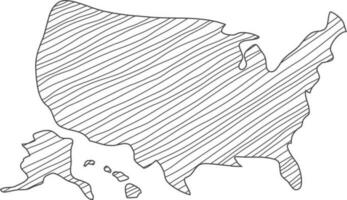 mano disegnato carta geografica di il unito stati di America. Stati Uniti d'America carta geografica schizzo. noi carta geografica mano disegno. vettore illustrazione.
