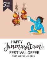 illustrazione vettoriale di uno sfondo per il festival indiano di felice janmashtami