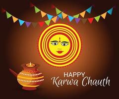 illustrazione vettoriale di uno sfondo per la festa indiana della celebrazione del karwa chauth