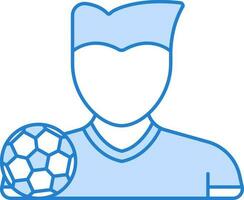 senza volto uomo calcio giocatore blu e bianca icona. vettore