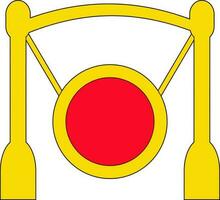gong icona con giallo colore e ictus stile di In piedi nel isolato. vettore