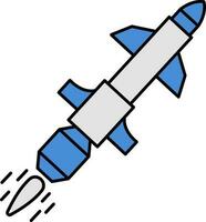 isolato missile o razzo icona nel blu e grigio colore. vettore